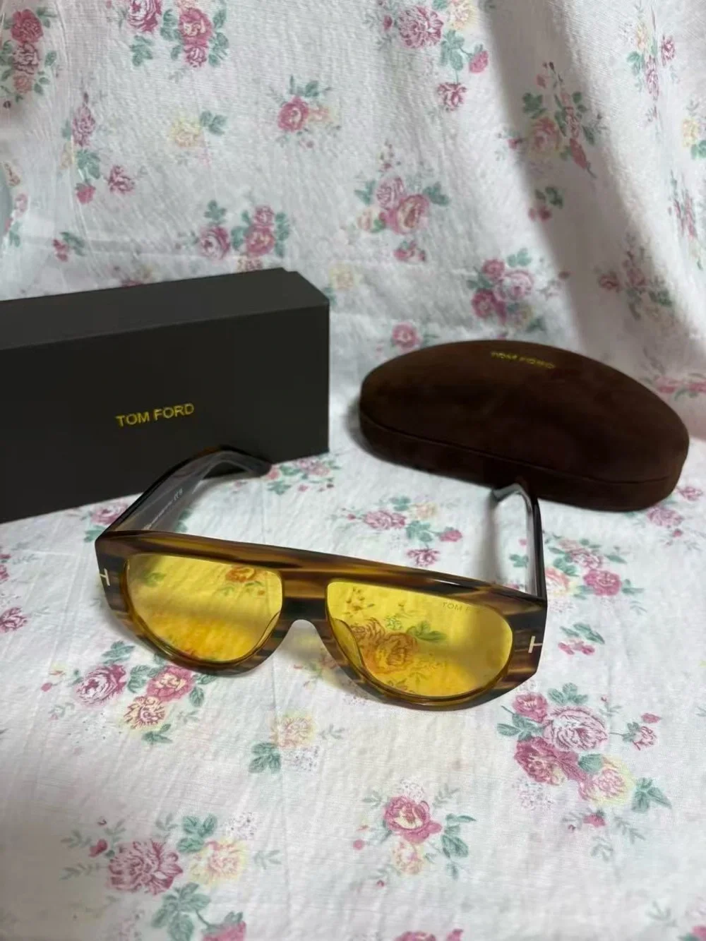 Tom Ford Tortoiseshell Frame with Yellow Lenses Sunglasses